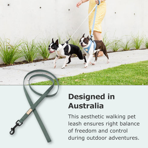 FuzzYard Life Dog Lead | Size L | Stylish Premium Cotton Design in Myrtle Green for Everyday Walking and Training