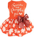 Fitwarm Thanksgiving Dog Dress, Sweeter Than Pumpkin Pie, 100% Cotton Holiday Girl One-Piece Outfit, Orange Medium