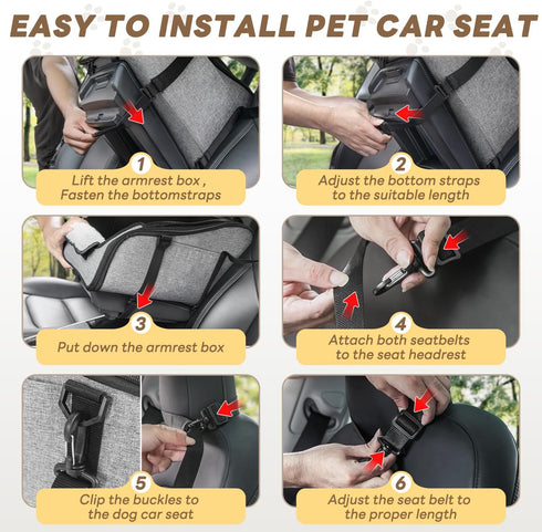 9 Lbs X-ZONE PET Dog Car Seat Pets Center Console Portable Booster Seats with Washable Cushion Safety Belt for Small