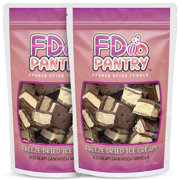Freeze Dried Ice Cream Sandwich Bites, 2 Pack, Vanilla, Crunchy & Sweet