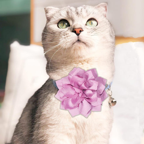 Dog Collar Flowers Attachment Set, Cat Bow Tie Flora Accessories for Grooming (OD 8cm, 4pcs)