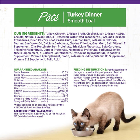 Wellness Complete Health Grain-Free Wet Canned Cat Food, 3-Ounce Can (Pack of 24) - Natural Ingredients, Turkey Dinner