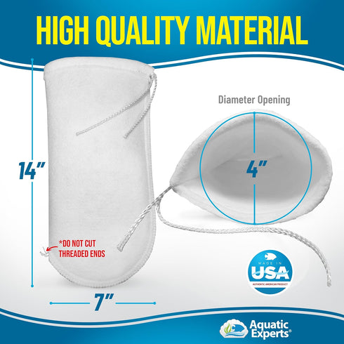 Aquatic Experts 200 Micron Drawstring Filter Sock, Custom Made for Saltwater and Freshwater Aquarium Filters