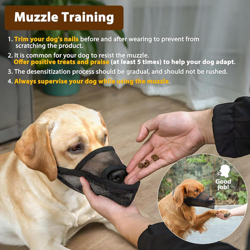 Crazy Felix Nylon Dog Muzzle, Breathable and Drinkable Pet Muzzle for Small Medium Large Dogs, Black, XL