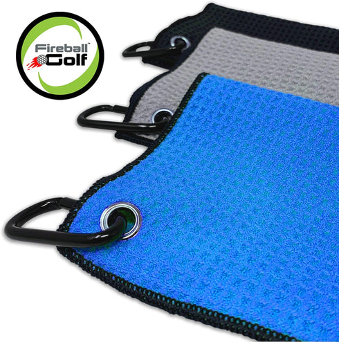 Fireball Golf Towel Gifts Set - 3 Towels, Divot Tool, Ball Marker, Cleaning Brush, Many Colors Available