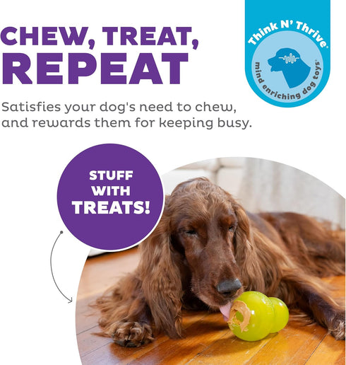 5-Inch Outward Hound Double-Tuff Stuffable Dog Toy, Large Green - Treat Dispensing Chew Ball for Medium to Large Dogs