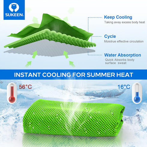 Sukeen Instant Evaporative Cooling Towel, 40”x 12” for Sports, Yoga, Golf, Gym, Neck, Workout and More