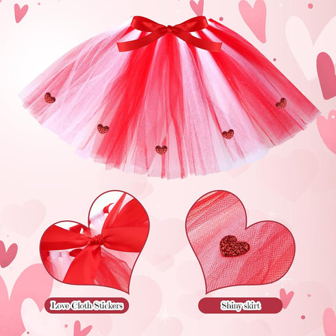 3 Pieces Valentines Day Dog Costume Set, Red Valentines Love Headband, Dog Tutu Dress, Cute PET Tutu Scarf for Medium