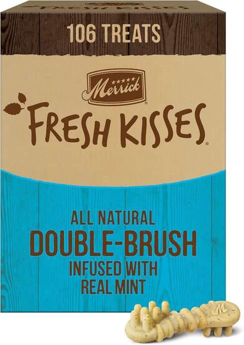 Merrick Fresh Kisses Natural Dental Chews Toothbrush Treats for Tiny Dogs 5-15 Lbs - 106 ct. Box