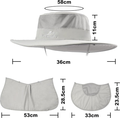 KOOLSOLY Fishing Hat - Sun Cap with UPF 50+ Protection and Neck Flap for Men and Women