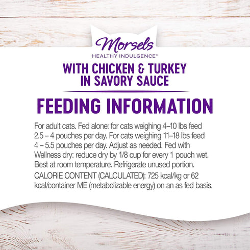 Wellness Healthy Indulgence Natural Grain Free Wet Cat Food, Chicken & Turkey Morsels, 3-Ounce Pouch (Pack of 24)