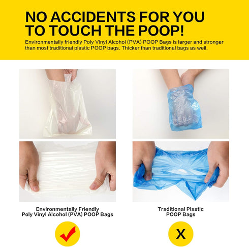 Doodie Flush Dog Poop Bag, 50 Biodegradable Waste Bags with Quick Dispenser, Eco Friendly, Compostable