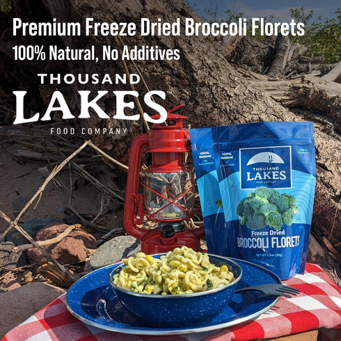 Thousand Lakes Freeze Dried Vegetables - Broccoli Florets 2-Pack, 1.2 Ounces Each, 100% Florets, No Salt Added