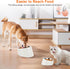 Tilted Angle Dog Bowl, 15° Slanted Stainless Steel Pet Feeder, Non-Slip & Non-Spill with Elevated Melamine Stand, White