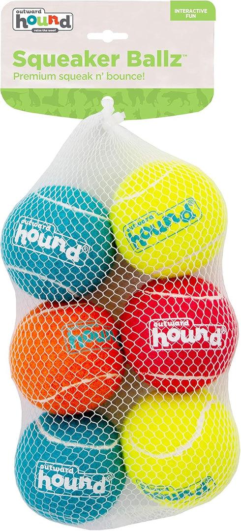 Outward Hound Squeaker Ballz Fetch Dog Toy, Medium Size, 6-Pack for Interactive Play