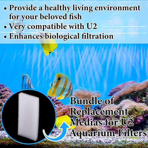10pcs U2 Nosiny Filter Foam Pad Compatible with Fluval Underwater Sponge Replacement Aquarium Underwater Filter