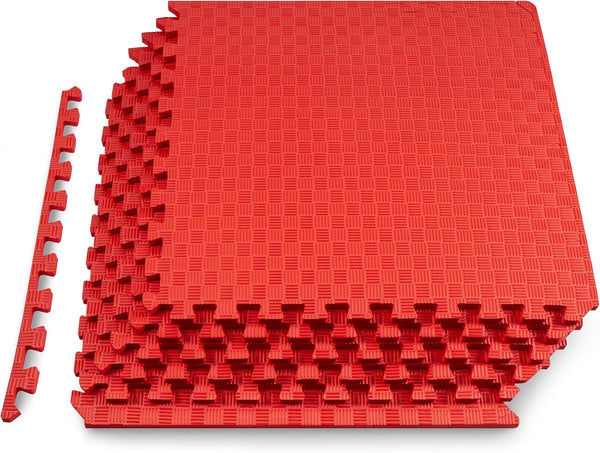 ProsourceFit Exercise Puzzle Mat -in, Checkered EVA Foam Floor Tiles w/Non-Slip Texture,