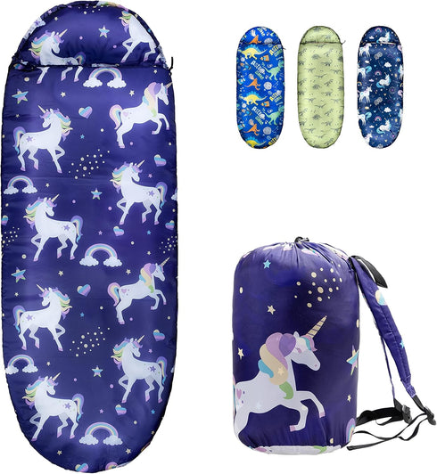 Kids Sleeping Bags for Girls – Unicorn Rainbow Star, Rioyalo YOLO 45 Camping Sleeping Bags
