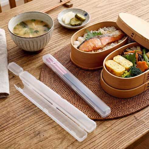 Exclaith 2 Pack 2 Pack Chopstick Case, Plastic Utensil Holder Travel Box with Side Opening Portable Reusable Flatware