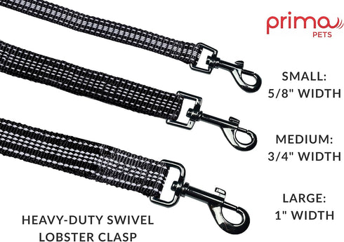 Reflective Nylon Dog Leash with Padded Double Handle - Heavy Duty Neoprene Control Training, 4 Feet Long, Black