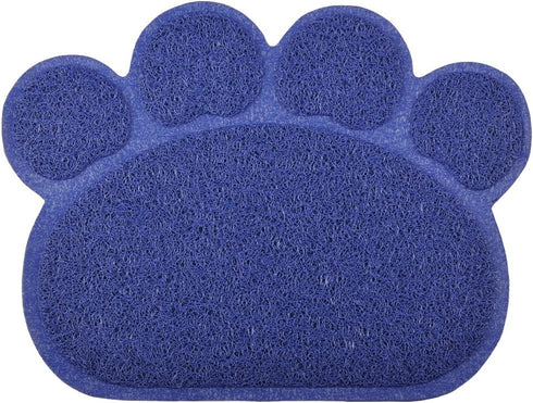 Paw-Shaped Large Cat Litter Box Mat,23.5x17.5 Inches (Navy)