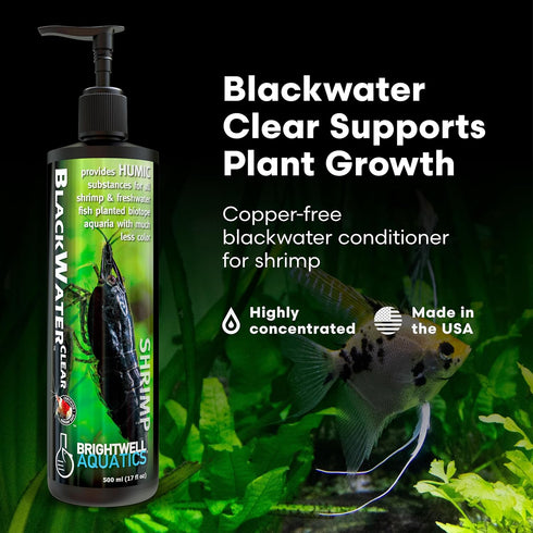125 ml Brightwell Aquatics Shrimp BlackWaterClear Copper-Free Humic Fulvic Acid Enhances Freshwater Chemistry Boosts