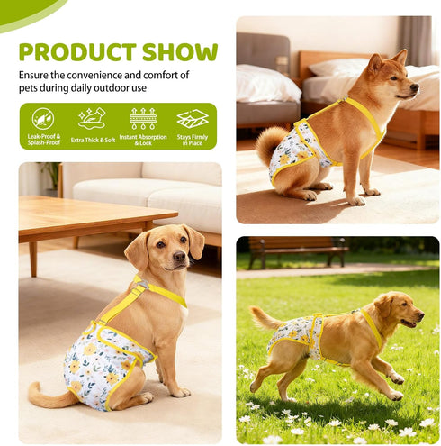 CZMIYRPY 3 Pack Washable Dog Diapers Female with Suspenders Diaper for Dogs Reusable Dog Diapers Dog Period Panties