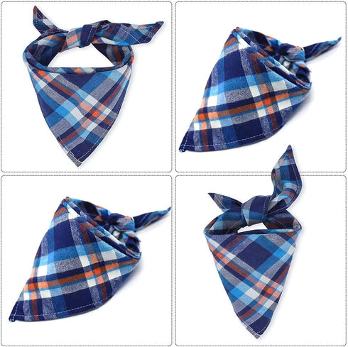 8 Pack Triangle Dog Bandanas, Reversible Plaid Painting Bibs, Washable Christmas Dog Apparel & Accessories Set