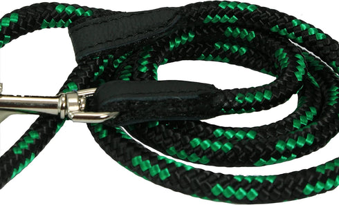 Dogs My Love 6ft Long Braided Rope Dog Leash, Green with Black, XSmall (0.25" Diam)