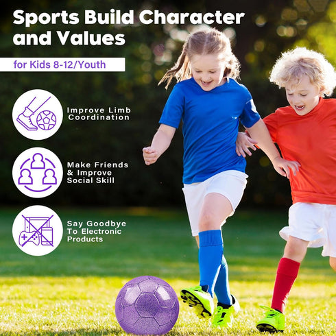4 4-6 6-8 8-12 Size Soccer Ball Glitter Pink - Kids Aged Outdoors Sports Training Ball Recreation Playing Ball Teens