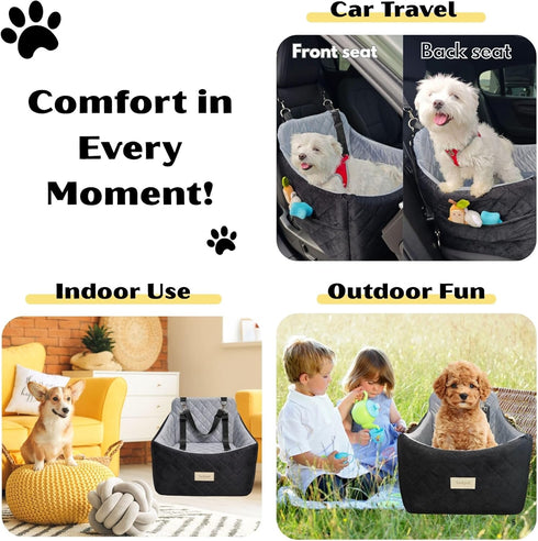 35 lbs, Dog Car Seat for Small/Medium Dogs up to Memory Foam Booster Seat with Washable Cover, Storage Pockets & Safety