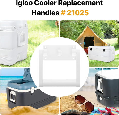 LBB-Parts White Plastic Igloo Cooler Replacement Handles, Igloo 90-100 Quart Cooler Handle Replacement Kit