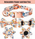 Cute Girl Dog Collar and Leash Set - Adjustable Floral Collar with Flower Bowtie and Metal Buckle for Small Medium