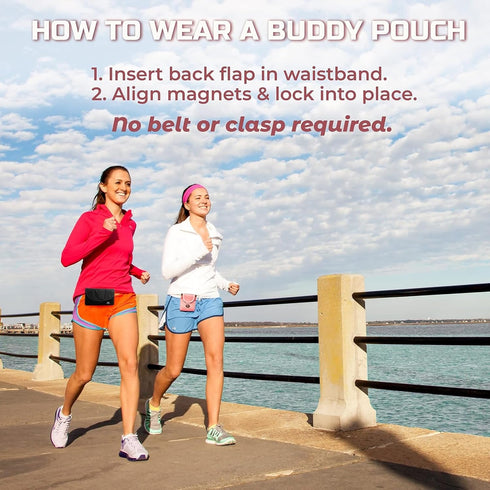 Running Buddy Mini Magnetic Belt Bag - 3.75 In x 4 In Black - Water-Resistant & Bounce-Free Waist Pouch