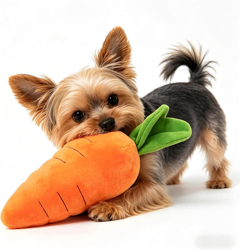 Tiosen Carrot Dog Toy with Squeaker, Bite-Resistant Soft Comfortable Dog Toys Plush Soft Material, for Small Medium