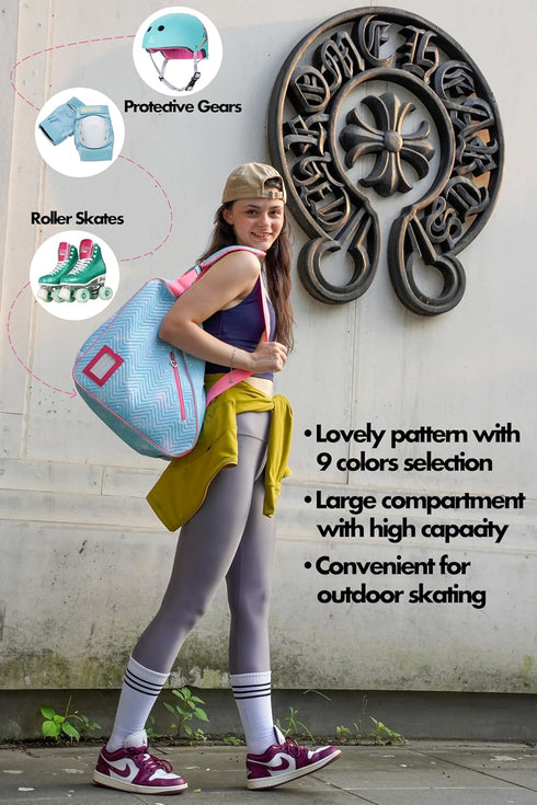 Skate Bags with Lovely Heart and Star Patterns for Roller Skates, Ice Skates, Quad Skates, Inline Skates, Figure