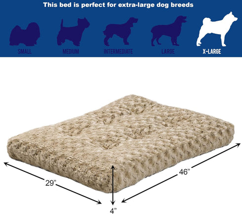 MidWest Homes for Pets Deluxe Dog Beds, Super Plush for Dog Crates, Machine Wash & Dryer Friendly, Mocha (46.0" L x