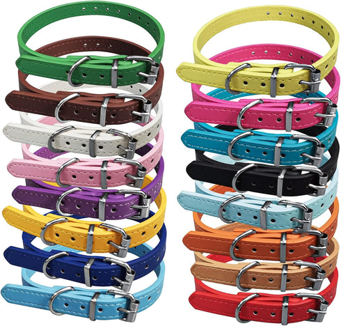 Adjustable ID Pet Collar Set of 12 or 16, Leather for Medium Large Breed Dogs, Neck 6''~18'' (S: Neck 6"~12")