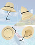 Gisdanchz Women Wide Brim Straw Hat with Chin Strap for UV Sun Protection - Summer Accessory