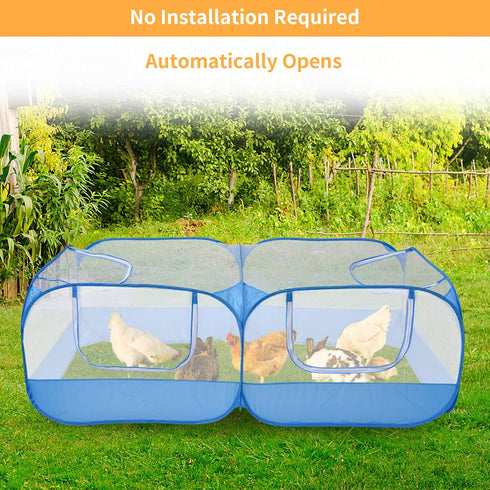Jhua Pet Playpen for Small Animals, Portable Chicken Run with Cover, Foldable Chicken Coop Outdoor, Play Pens for Small