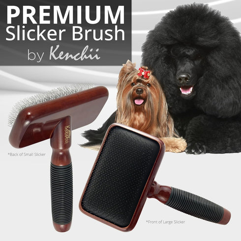 Kenchii Slicker Brush for Dogs - Professional Grooming Brush for Loose Fur, Tangles, Long Short Haired (Medium)