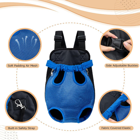 Hands-Free Pet Carrier Backpack for Dogs and Cats, Comfortable Adjustable Design for Traveling (Blue, Large)
