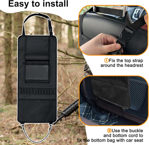 MYDAYS 2 Pack Seat Back Gun Rack - Camo Front Seat Gun Organizer with Bullet Pocket for Hunting Rifles/Shotguns