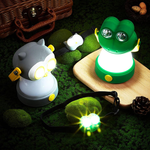 VIHOSE 2 Set Animal LED Camping Lantern and Headlamp, 4 Pcs Battery Powered Night Light for Emergency