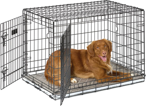 MidWest Homes for Pets Quiet Time Reversible Crate Pan Cover 36' in Mushroom Diamond/Fleece