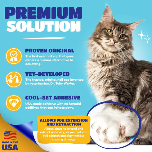 Soft Claws Cat Nail Caps for Small Cats - 40 Caps, Pink Sparkle - Veterinarian-Developed