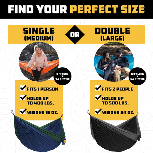 Wise Owl Outfitters Camping Hammock - Portable Hammock with Tree Straps for Hiking and Travel