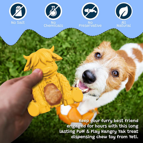 Yeti Puff and Play Dog Toy - Interactive Nuggets Treats Dispenser Puzzle for Light to Moderate Chewers
