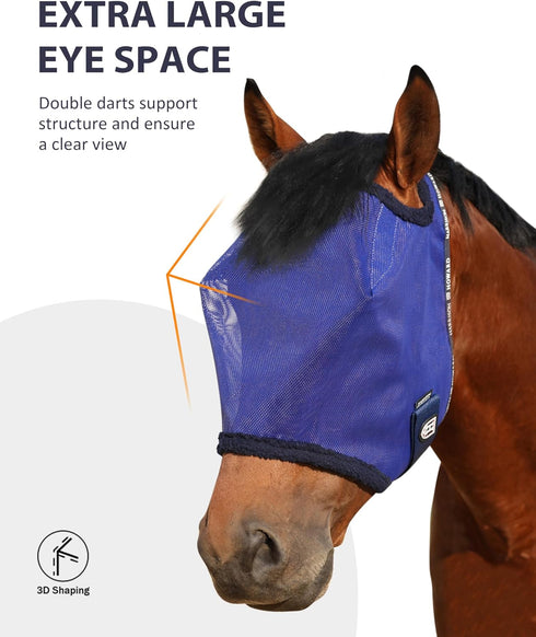 Harrison Howard UV-Blocking Mesh Fly Mask for Horses - Deep Navy, Size L