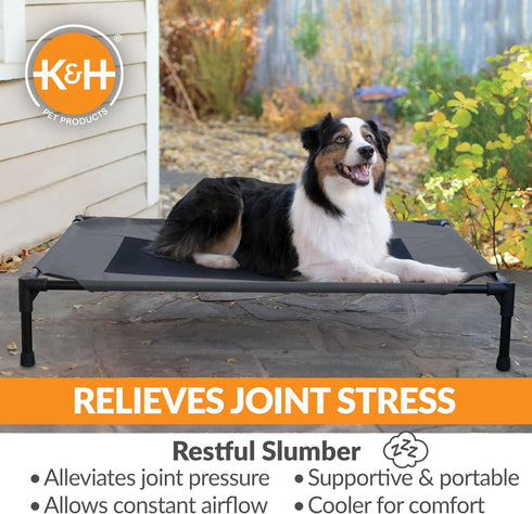 K&H Pet Products Elevated Dog Cot for Large Dogs, Outdoor Cooling Bed, Washable Portable Dog Cot, Heavy Duty Metal
